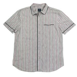 ARMANI EXCHANGE Striped Shirt Men's L Short Sleeve Normcore Boho Festival Light